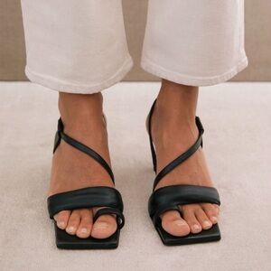 Reformation Black Strappy Heels